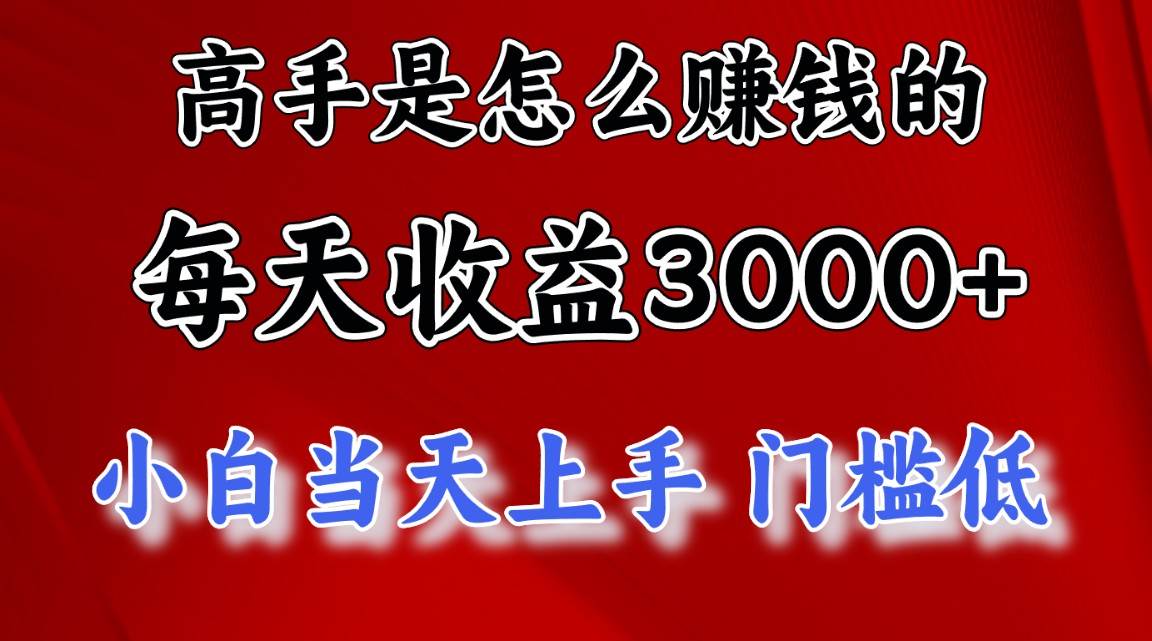 高手是怎么赚钱的，一天收益3000+ 这是穷人逆风翻盘的一个项目，非常&#8230;